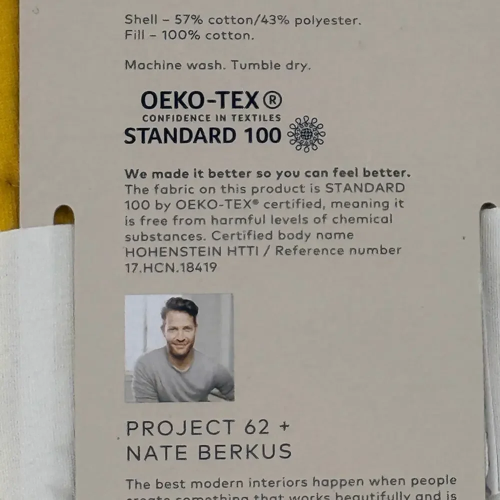 Project 62 Nate Berkus Standard Pillow Shams Lot Yellow 20x26 Set of 2 New